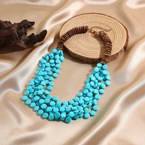 Resin Beaded Multi-Layer Necklace BD – Boho Vintage – Party Wear Jewelry – AmarXpress