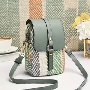 Retro Style Woven Women PU Crossbody Bag BD – PU Magnetic - Multi-layer - AmarXpress