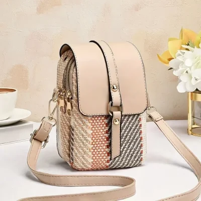 Retro Style Woven Women PU Crossbody Bag BD – PU Magnetic - Multi-layer - AmarXpress