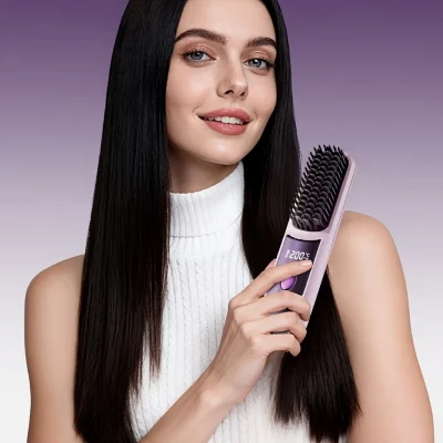 S9 Cordless Hair Straightening Comb BD – 3200mAh – Type‑C USB Recharge – LED Display – Anti‑Scald Teeth – AmarXpress