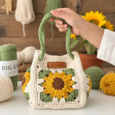 Stylish Large Crochet Sunflower Tote Bag Bangladesh - AmarXpress