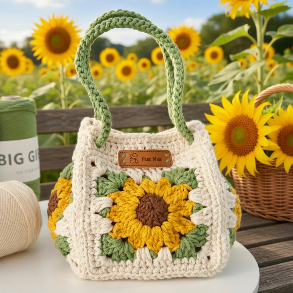 Stylish Large Crochet Sunflower Tote Bag Bangladesh - AmarXpress