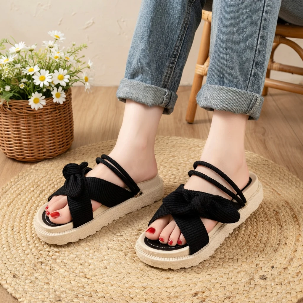 Women's Flat Sandals – One-Strap Beach Denim Shoes - Versatile & Stylish - AmarXpress