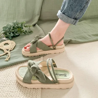 Women's Flat Sandals – One-Strap Beach Denim Shoes - Versatile & Stylish - AmarXpress