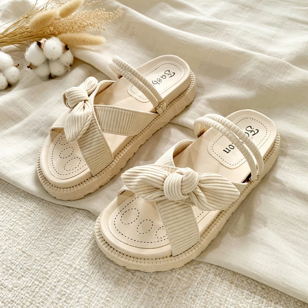 Women's Flat Sandals – One-Strap Beach Denim Shoes - Versatile & Stylish - AmarXpress