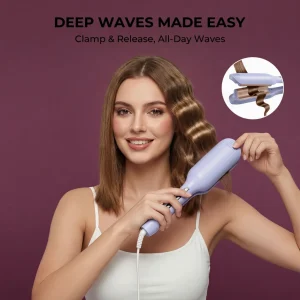 Women's Pro 32mm Hair Curling Waver BD - Safe 6-Temp - 30s Heat Iron - AmarXpress