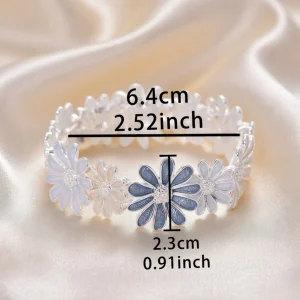 Women's Trendy Boho Bangle – Zinc Alloy – Elastic Daisy Flower Party Bracelet BD – AmarXpress