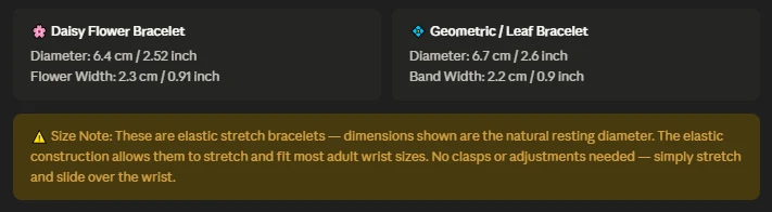 Size Guide - Women's Trendy Boho Bangle – Zinc Alloy – Elastic Daisy Flower Party Bracelet BD – AmarXpress