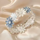 Women's Trendy Boho Bangle – Zinc Alloy – Elastic Daisy Flower Party Bracelet BD – AmarXpress