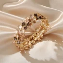 Women's Trendy Boho Bangle – Zinc Alloy – Elastic Daisy Flower Party Bracelet BD – AmarXpress