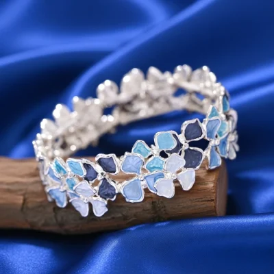 Women's Trendy Boho Bangle – Zinc Alloy – Elastic Daisy Flower Party Bracelet BD – AmarXpress