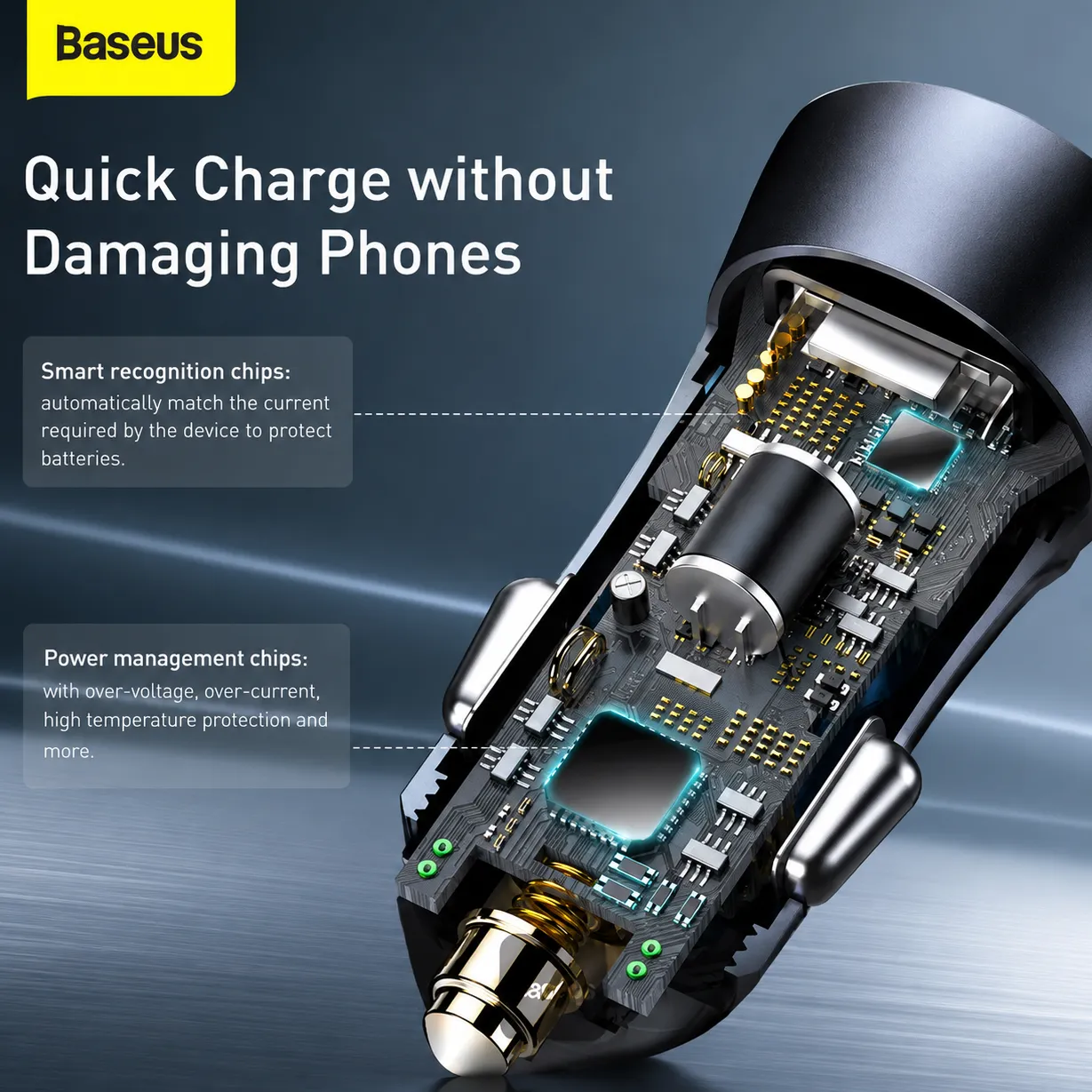 Baseus Golden Contactor Pro 40W Car Charger with USB-A to USB-C Cable Bangladesh