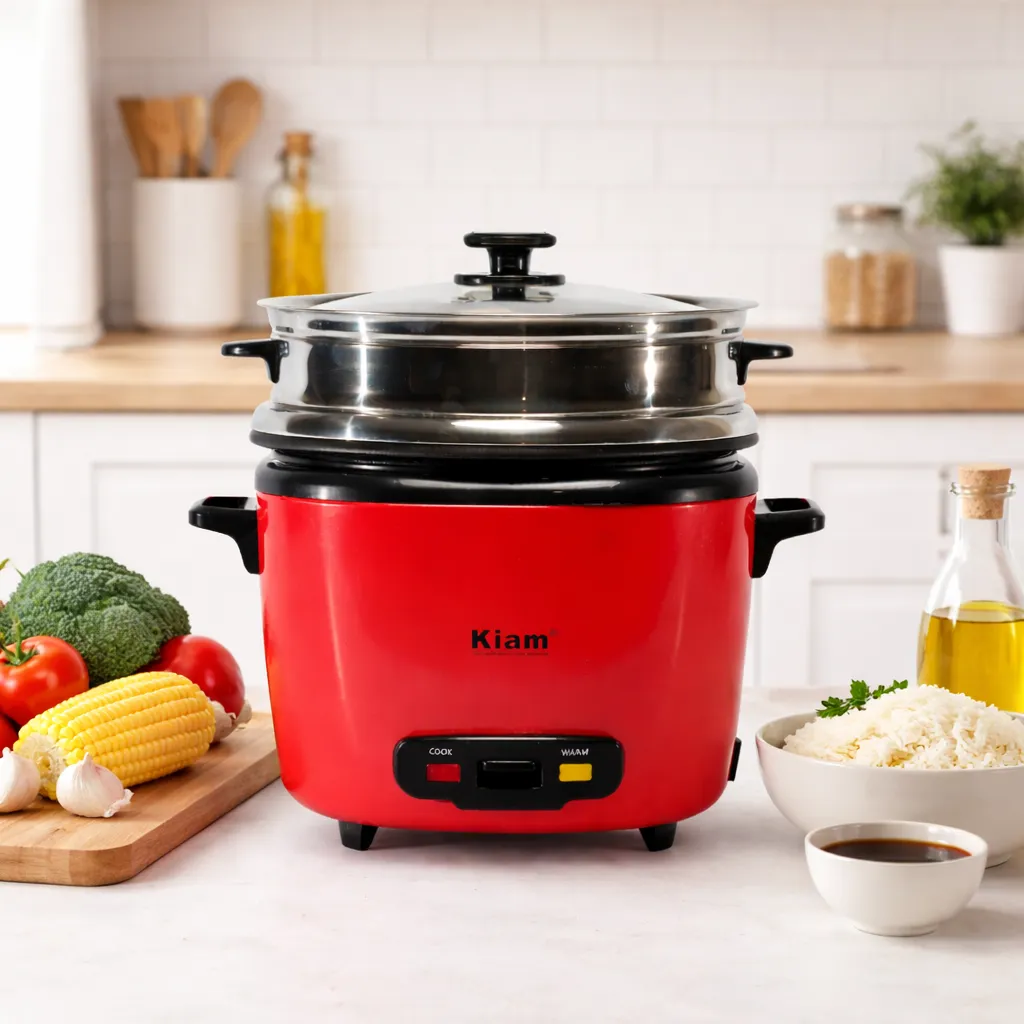 KIAM Double Pot Drum Rice Cooker-DRC-9702 (1.8L) & DRC-9704 (2.8L)-Stainless Steel Pot & Steamer- Bangladesh by AmarXpress
