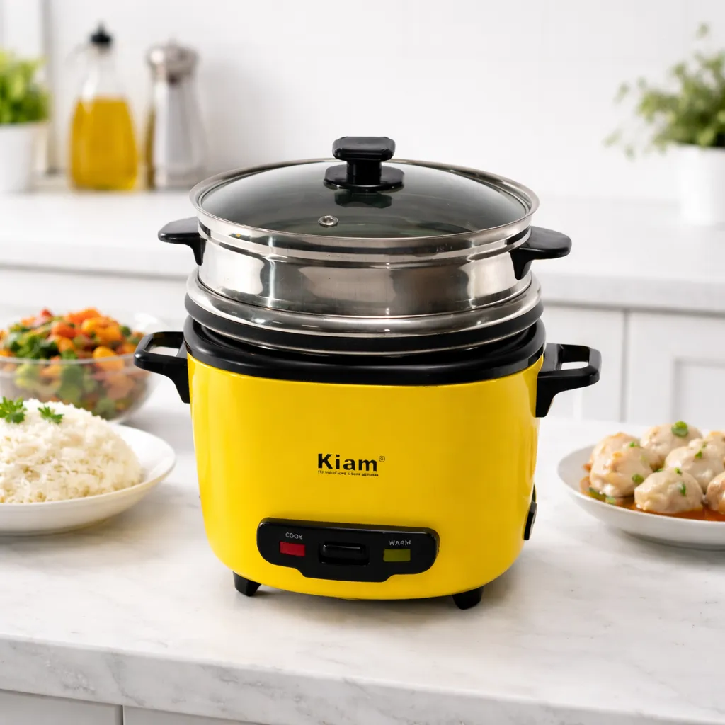 KIAM Double Pot Drum Rice Cooker-DRC-9702 (1.8L) & DRC-9704 (2.8L)-Stainless Steel Pot & Steamer- Bangladesh by AmarXpress
