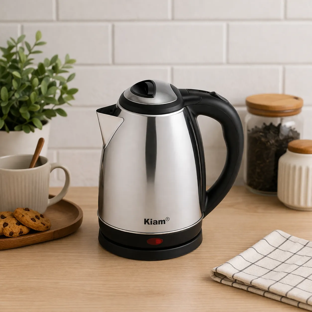 KIAM Electric Kettle 1.8L Stainless Steel (M46) - 1500W Fast Boiling - Auto Shut-Off & Boil-Dry Protection - Bangladesh by AmarXpress